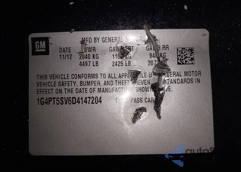 2013 Buick Verano Premium Group from USA, damaged, VIN 1G4PT5SV6D4147204